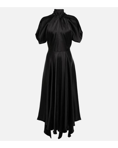 Stella McCartney Vestido midi en saten drapeado - Negro