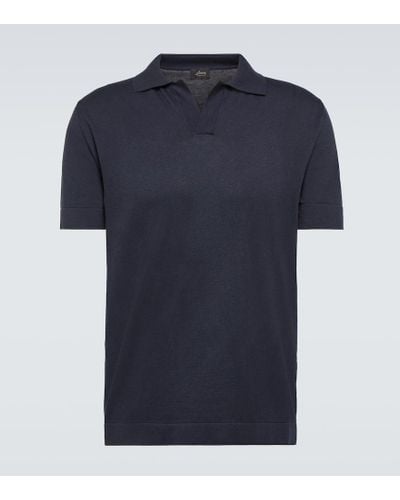 Brioni Polo in cotone e seta - Blu