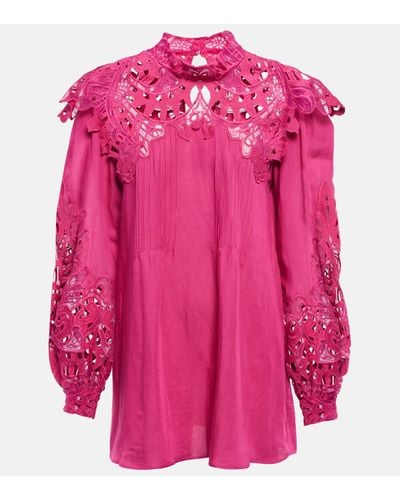Costarellos Blouse Mika a broderies anglaises - Rose