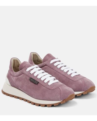 Brunello Cucinelli Sneakers aus Veloursleder - Pink