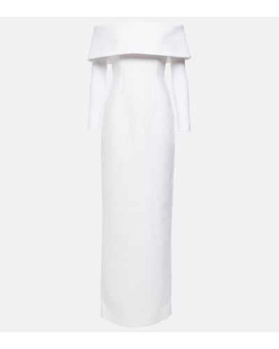 Emilia Wickstead Robe longue Stephania en crepe a encolure bardot - Blanc