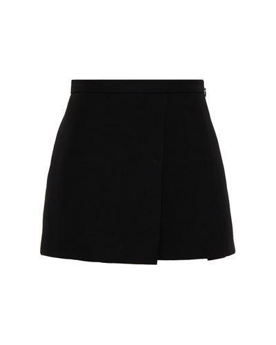 Valentino Shorts de crepé de seda y lana - Negro