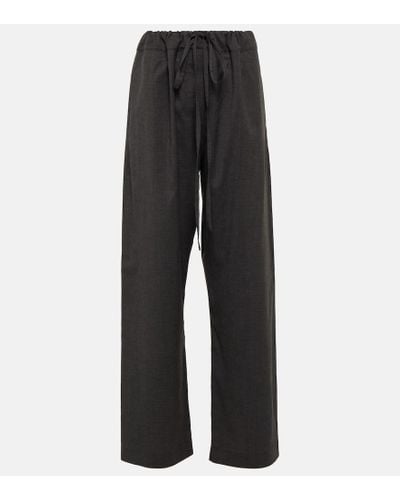 The Row Argent Silk And Cotton Wide-leg Pants - Gray