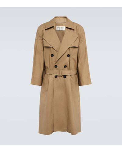 Saint Laurent Double-breasted Cotton Trench Coat - Natural