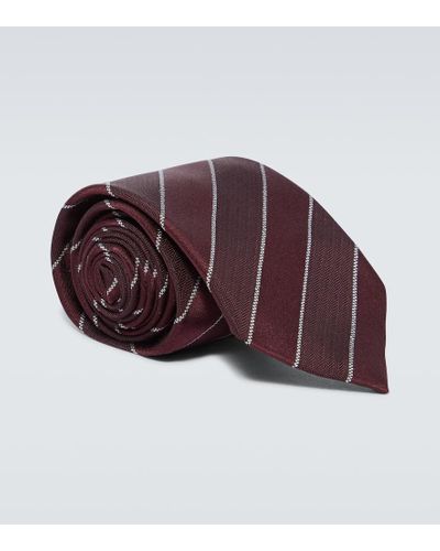 Brunello Cucinelli Striped Silk Tie - Red
