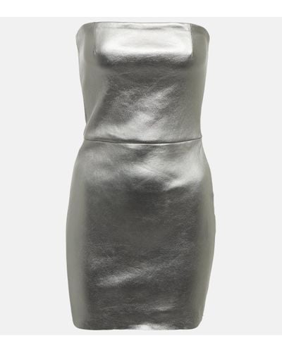 Stouls Amina Strapless Leather Minidress - Grey