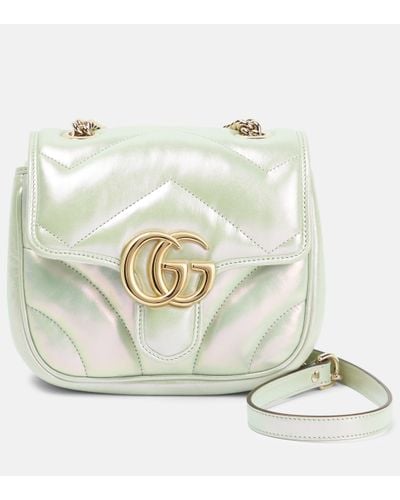 Gucci GG Marmont Mini Leather Shoulder Bag - White