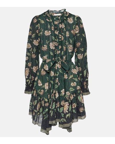 Ulla Johnson Anais Floral Cotton-blend Minidress - Green