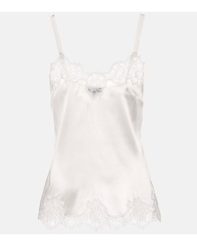 Dolce & Gabbana Lace-trimmed Satin Camisole - White