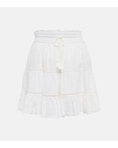 Isabel Marant Minifalda Lioline en algodon y lino - Blanco