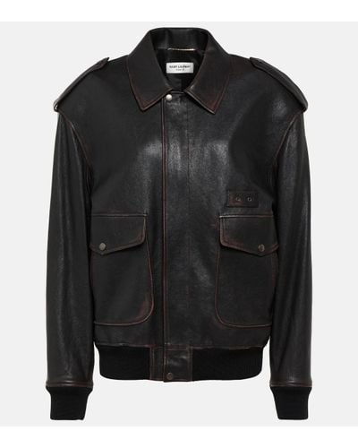 Saint Laurent Leather Blouson Jacket - Black