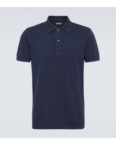 Tom Ford Cotton Pique Polo Shirt - Blue