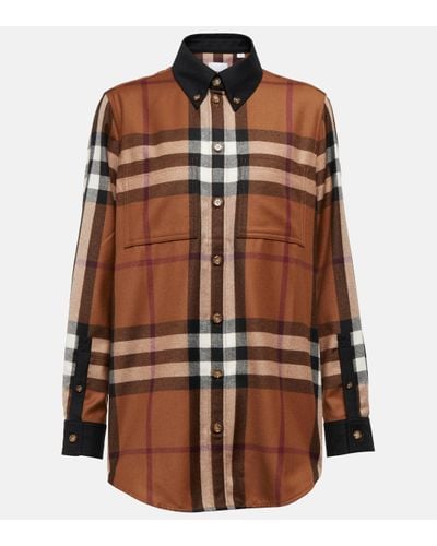 Burberry Checked Wool Flannel Shirt - Brown
