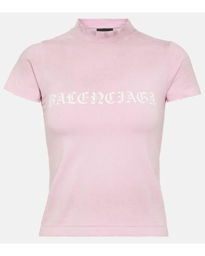 Balenciaga Camiseta cropped de jersey de algodon - Rosa