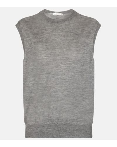The Row Balham Cashmere Sweater Vest - Gray