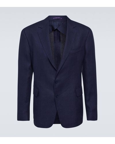 Ralph Lauren Purple Label Blazer en lin, soie et coton - Bleu