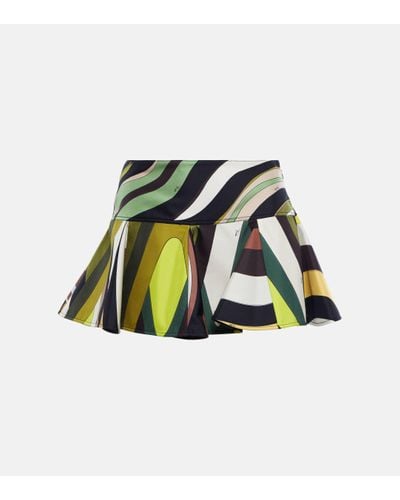 Emilio Pucci Mini-jupe imprimee en soie - Vert