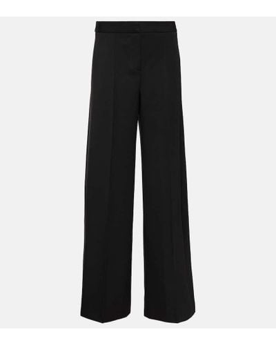 Alexander McQueen Pantalones anchos de lana de tiro alto - Negro