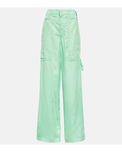 Stella McCartney Pantalon ample a taille haute - Vert