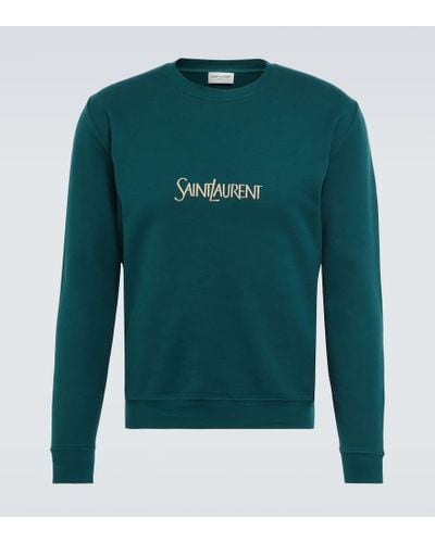 Saint Laurent Logo Cotton Jersey Sweatshirt - Green