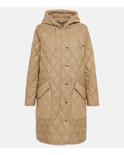 Burberry Quilted Parka - Natural