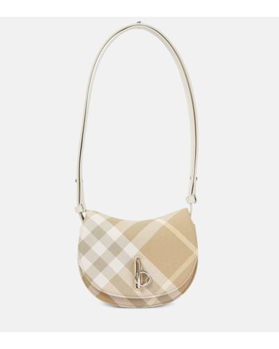 Burberry Rocking Horse Leather-trimmed Crossbody Bag - White