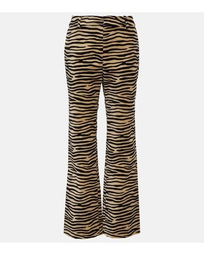Rabanne Tiger-print Cotton Twill Flared Trousers - Multicolour