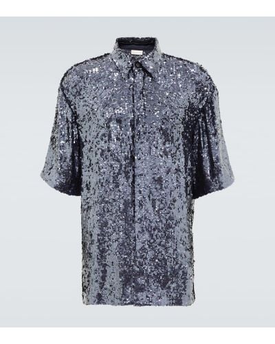 Dries Van Noten Hemd mit Pailletten - Blau