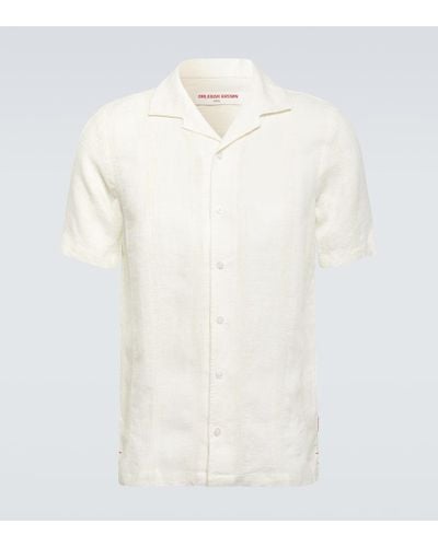 Orlebar Brown Hemd Hibbert aus einem Leinengemisch - Weiß