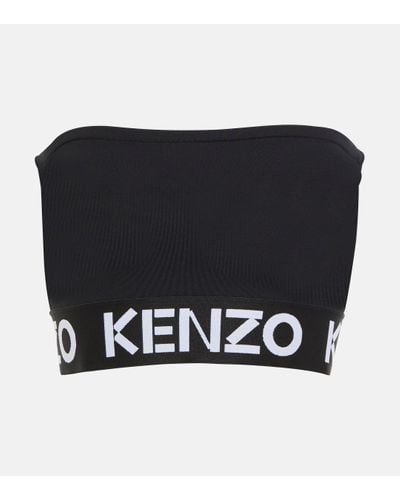 KENZO Logo Strapless Crop Top - Black