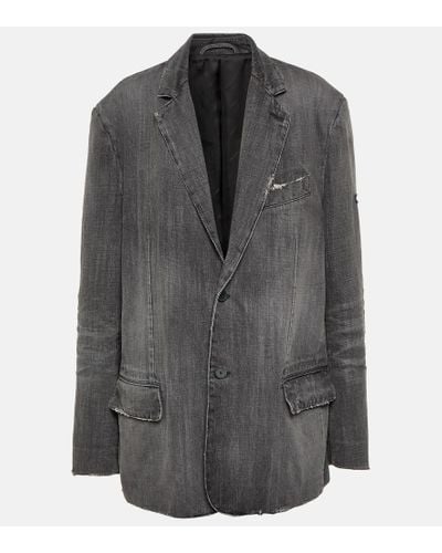 Balenciaga Faded Denim Jacket - Gray