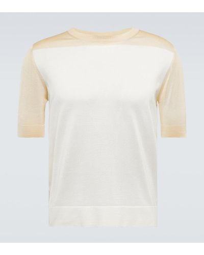 Jil Sander T-shirt oversize in seta - Bianco