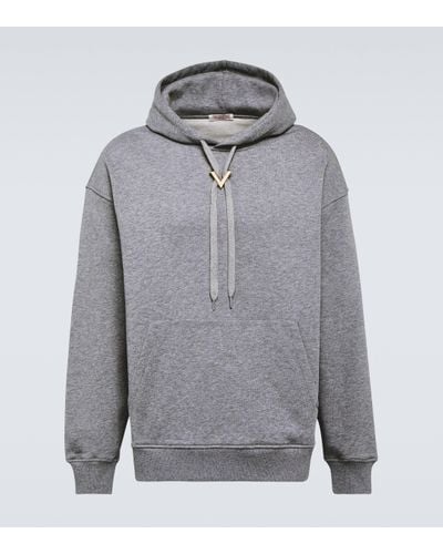 Valentino Vgold Cotton Jersey Hoodie - Grey