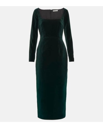 Emilia Wickstead Nyla Cotton Velvet Midi Dress - Black