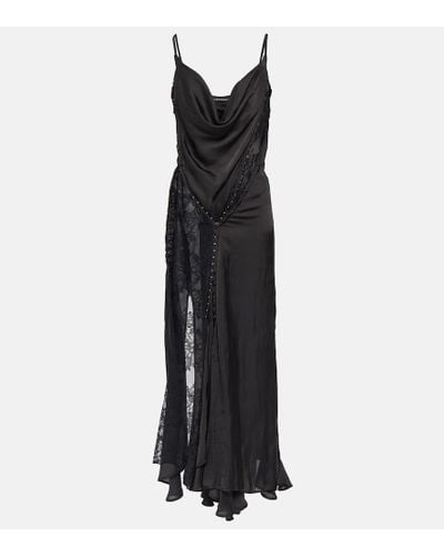 Y. Project Lace-trimmed Asymmetric Maxi Dress - Black