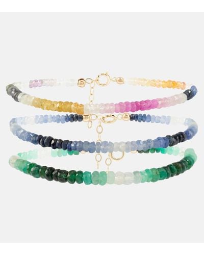 Roxanne First Set de 3 bracelets a saphirs et emeraudes - Bleu