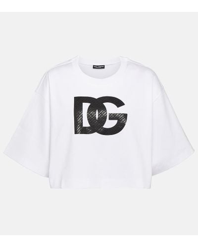 Dolce & Gabbana Camiseta de jersey de algodon con logo - Blanco