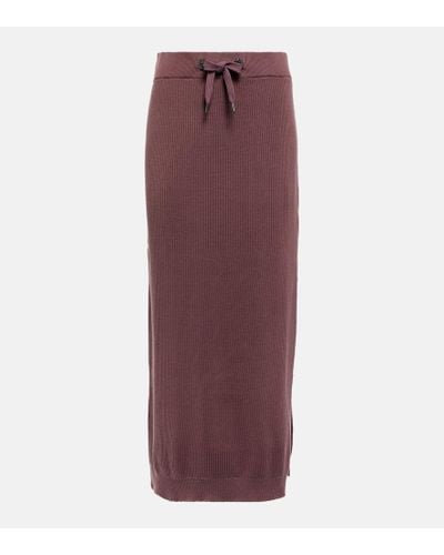 Brunello Cucinelli Ribbed-knit Cotton Midi Skirt - Purple