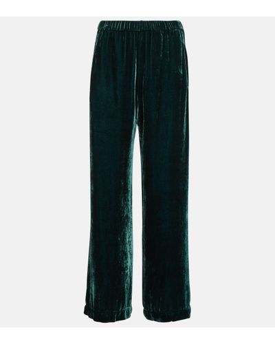 Velvet Pantalon ample Frida en velours - Bleu
