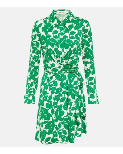 Diane von Furstenberg Robe portefeuille Didi a fleurs - Vert