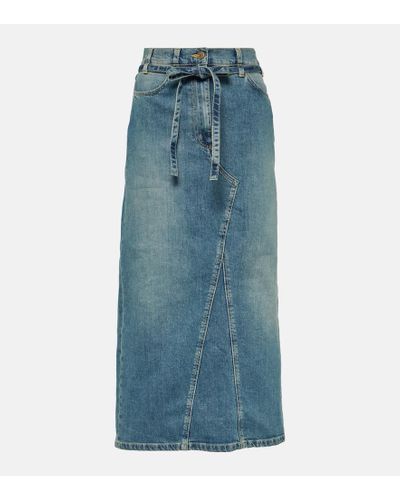 Altuzarra Falda midi de denim de tiro alto - Azul