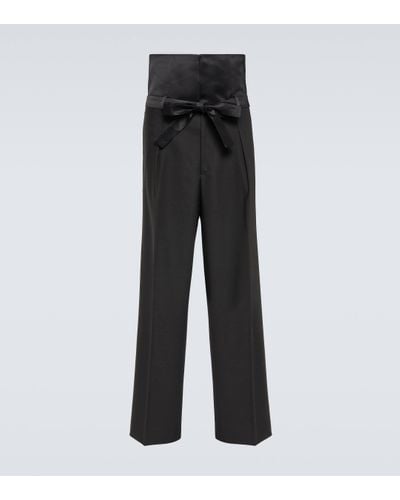 Wales Bonner High-rise Wool Straight Trousers - Black