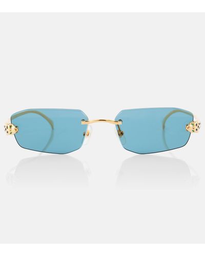 Cartier Panthere De Cartier Rectangular Sunglasses - Blue