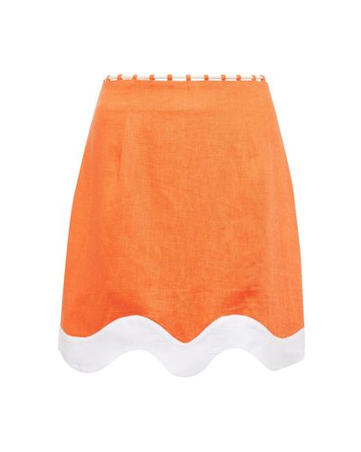 STAUD Minifalda Arianna de lino - Naranja