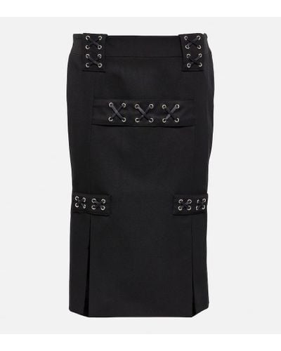 Alessandra Rich Embellished Low-rise Midi Skirt - Black