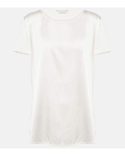 Max Mara Leisure T-Shirt Kassel aus einem Seidengemisch - Weiß