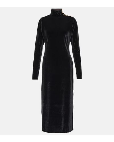 Polo Ralph Lauren Mockneck Velvet Midi Dress - Black