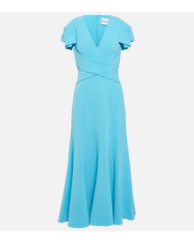 Roland Mouret Cady Midi Kleid mit Mützenhülsen - Bleu