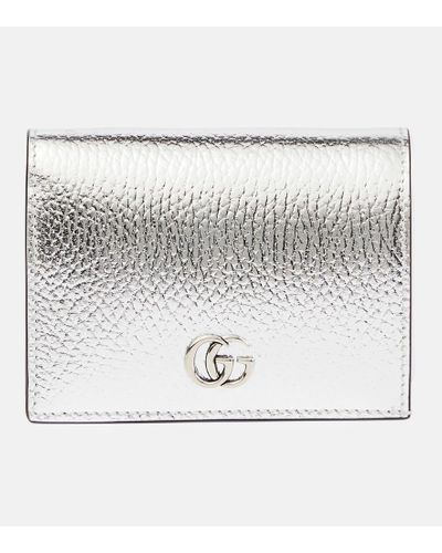 Gucci Portafoglio GG Marmont in pelle metallizzata - Grigio