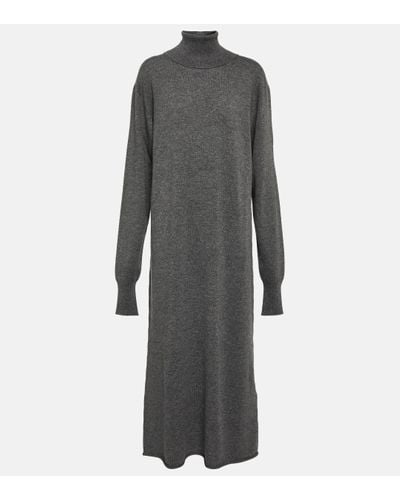 Jil Sander Cashmere Turtleneck Midi Dress - Grey